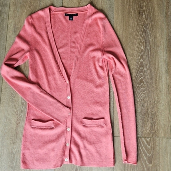 Women's Banana Republic Coral Peach V-Neck Button Down Cardigan Front Pockets - Picture 1 of 11